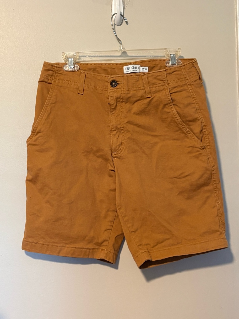 TRUE CRAFT Shorts Mens Size 32 Brown Bermuda 9” Inseam Shorts Flat Front Outdoor